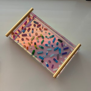 Iridescent Resin Catch-All Rainbow with Handles