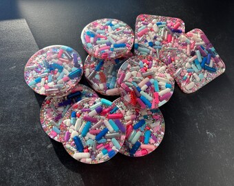 One & Done Pastel Chill Pill Coaster with Glitter Background (Single) - Ready to Ship