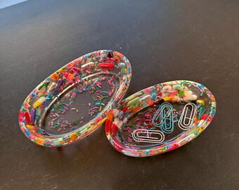 Oval Chill Pill Tall Trinket Tray with Sprinkles (Single)