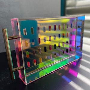 Iridescent Resin 12&quot; x 8&quot; Tray with Gold Handles