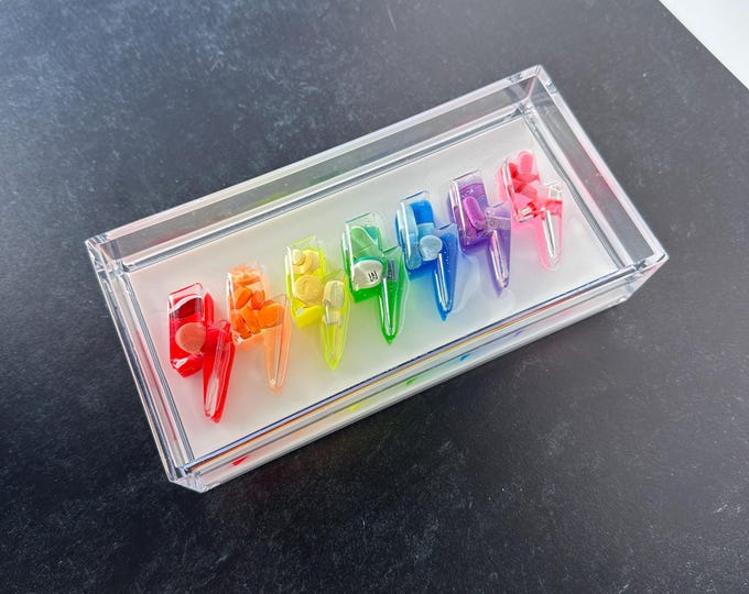 8"x4" Chill Pill Resin Art - Rainbow Lightning
