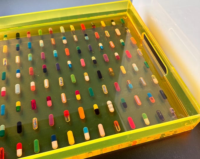 Neon Chill Pill Grid 12x16 Tray with Handles - Yellow
