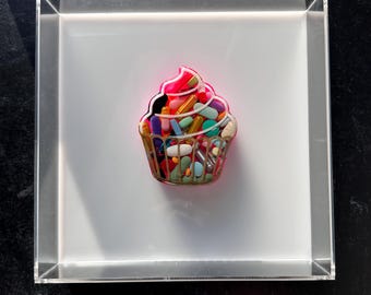 7.5"x7.5" Chill Pill Resin Art - Cupcake