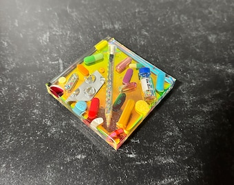 Deluxe Square Chill Pill Coaster with Holographic Background (Single)