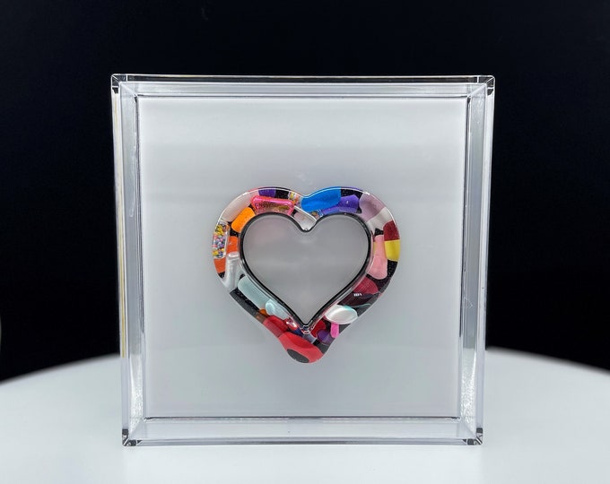 7.5"x7.5" Chill Pill Resin Art - Open Heart