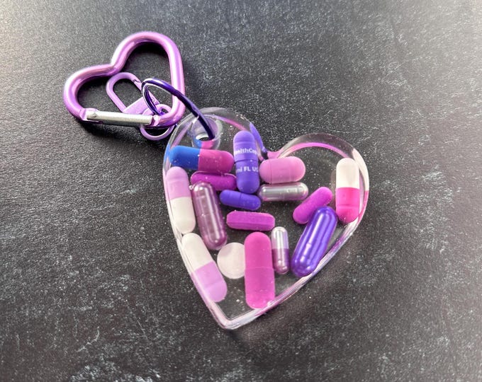 Heart Chill Pill Keychain - All Purple