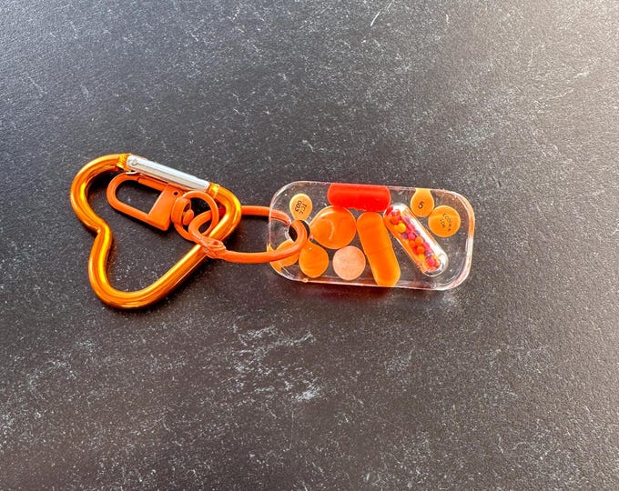 Small Rectangle Chill Pill Keychain - Orange