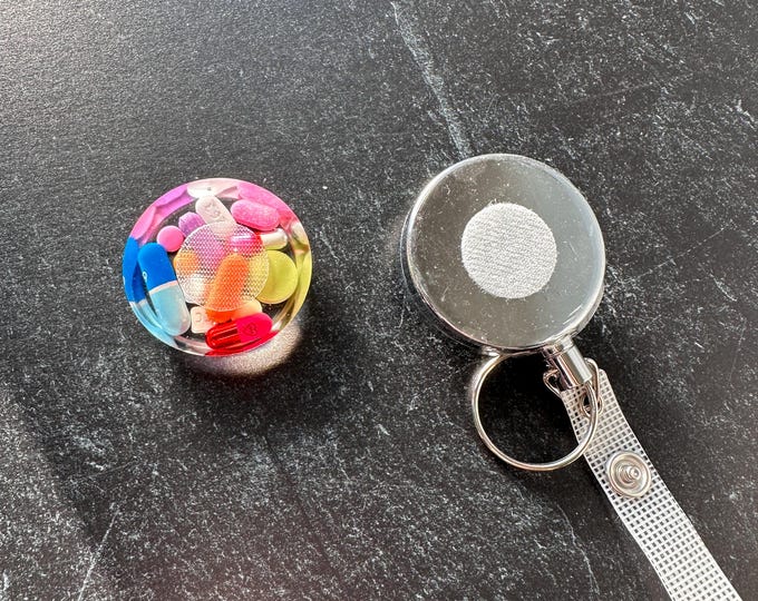 Interchangeable Chill Pill Badge Reel – Metal Reel + Resin Bubble