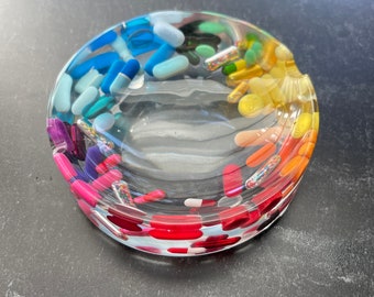 Clear Rainbow Chill Pill Ashtray - Circle