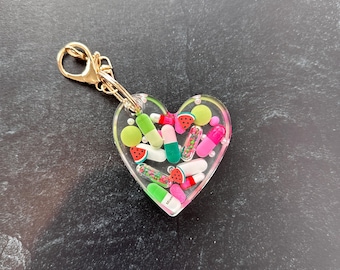 Heart Chill Pill Keychain - Watermelon Sugar