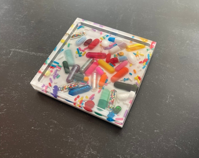 White Chill Pill Square Trinket Tray