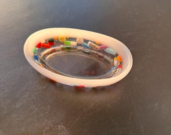 White Oval Chill Pill Tall Trinket Tray without Sprinkles (Single)