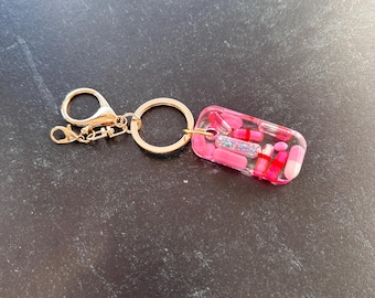 Small Rectangle Chill Pill Keychain - Pink