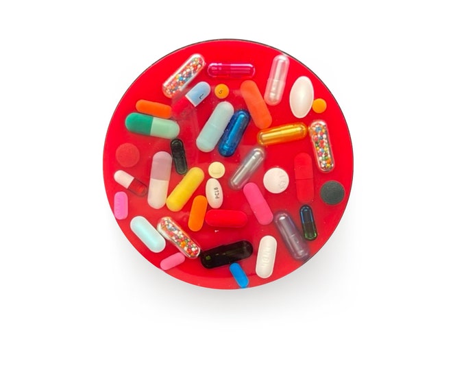 One & Done Red Glitter Chill Pill Coaster (Single)
