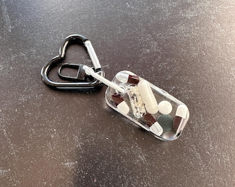 Small Rectangle Chill Pill Keychain - Black & White