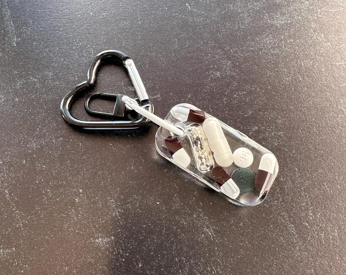 Small Rectangle Chill Pill Keychain - Black & White