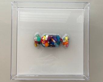 NEW 7.5"x7.5" Chill Pill Resin Art - Candy