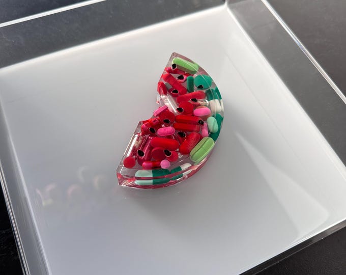 7.5"x7.5" Chill Pill Resin Art - Watermelon