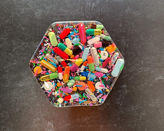 Dark After Party Chill Pill Hexagon Coaster with Sprinkles (Single)