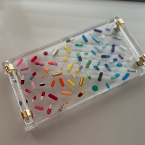 Clear Resin Tray Rainbow with Handles