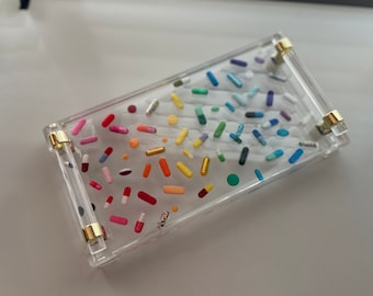 Clear Resin Tray Rainbow with Handles