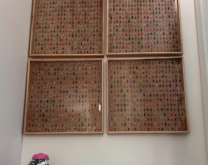 Extra Large 24"x24" Natural Wood Pill Grid Art (Single Panel)