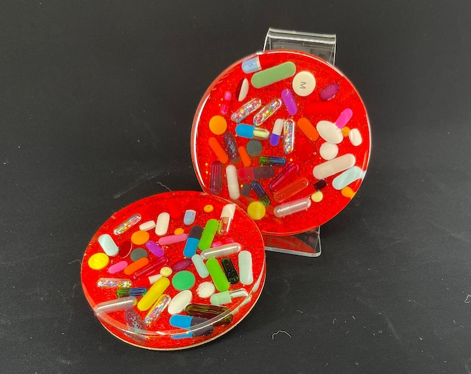 Red Glitter Chill Pill Coaster (Single)
