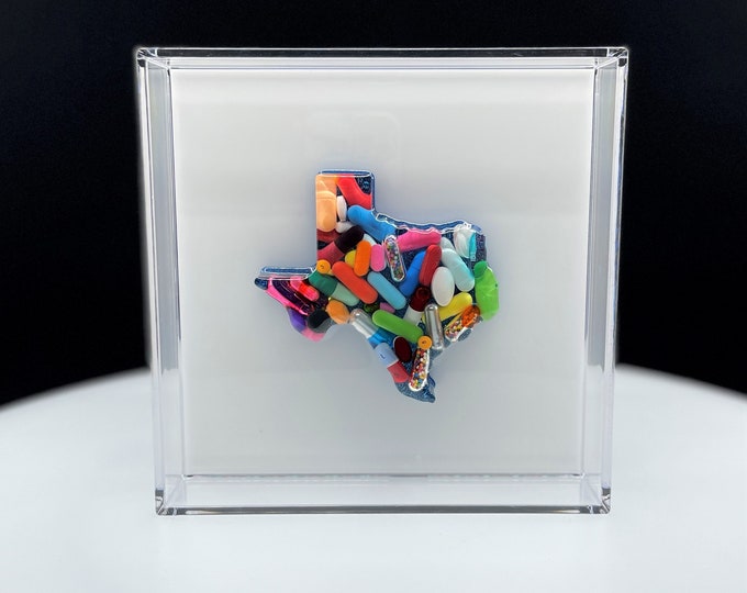 7.5"x7.5" Chill Pill Resin Art - Texas