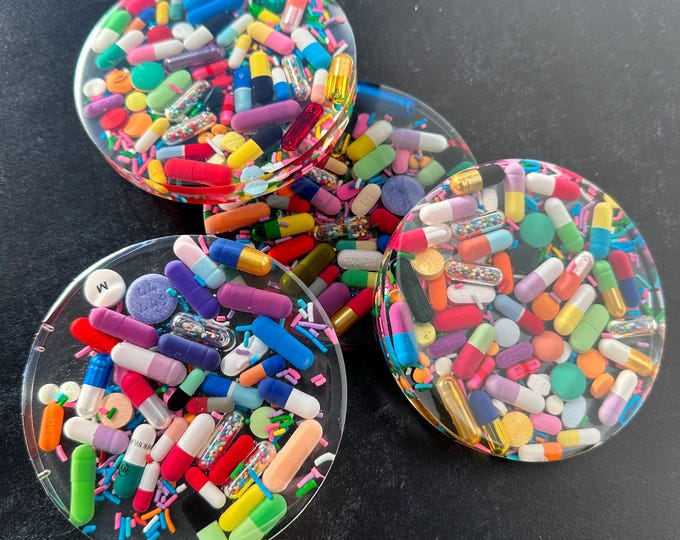 Clear Chill Pill Coaster with Sprinkles (Single)