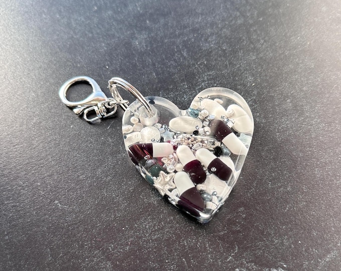 Heart Chill Pill Keychain - Tuxedo
