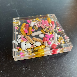 Chill Pill Square Trinket Tray - Strawberry Lemonade