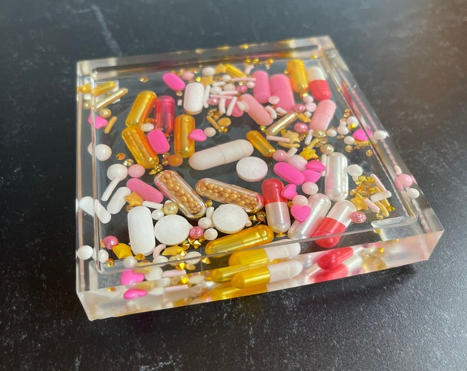 Chill Pill Square Trinket Tray - Strawberry Lemonade