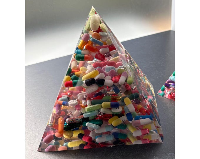 Random Pill Paperweight Pyramid - 6"