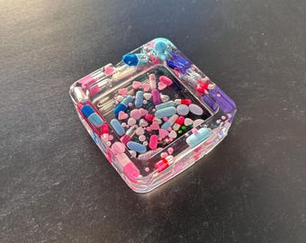 Square Pastel Clear Chill Pill Ashtray