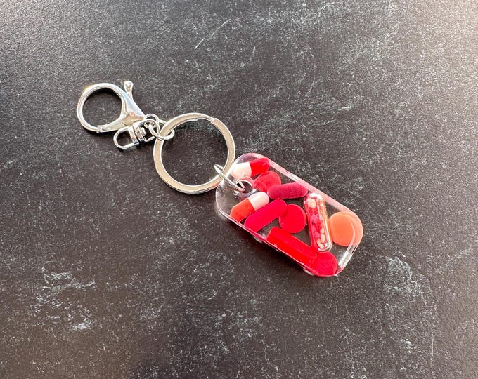 Small Rectangle Chill Pill Keychain - Red