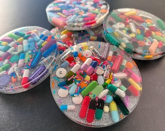 Disco Ball Chill Pill Coaster with Sprinkles (Single)