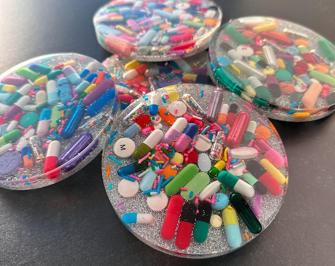 Disco Ball Chill Pill Coaster with Sprinkles (Single)