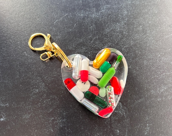 Heart Chill Pill Keychain - Festive