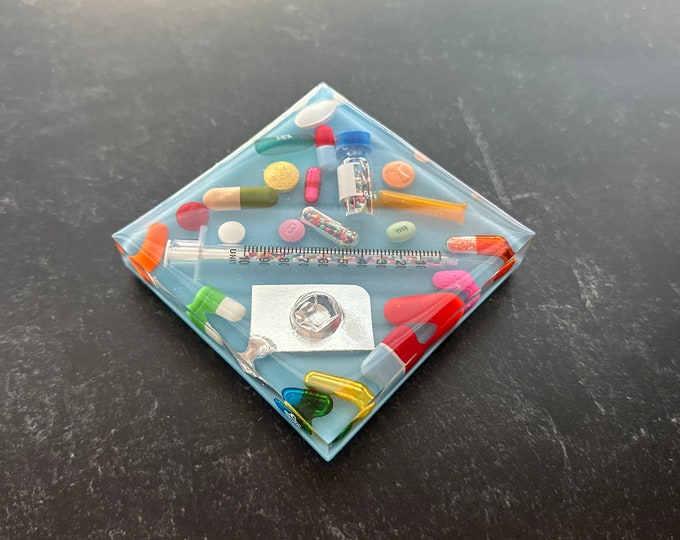 Deluxe Square Chill Pill Coaster with Blue Background (Single)