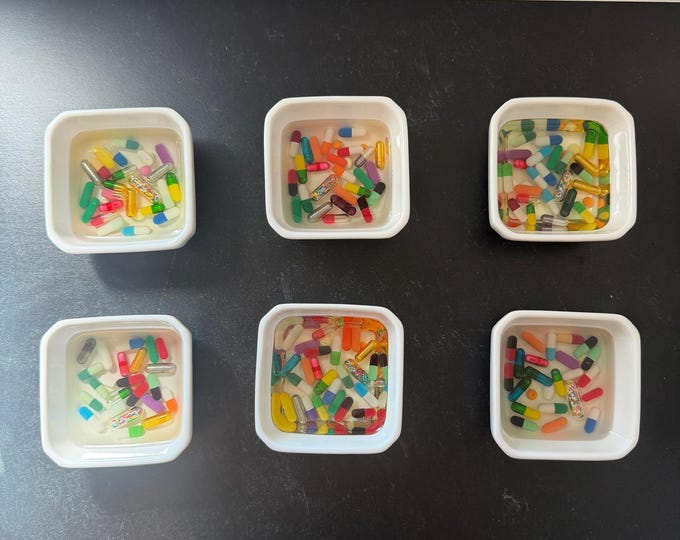 Ready to Ship Happy Accidents - Ceramic Ring Dish (Single) & Chill Pill Square (Single)