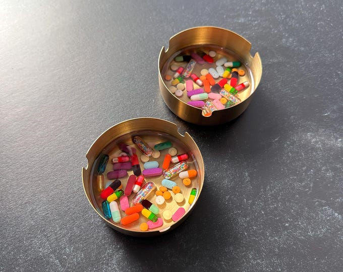 Small Round Metal Chill Pill Ashtray