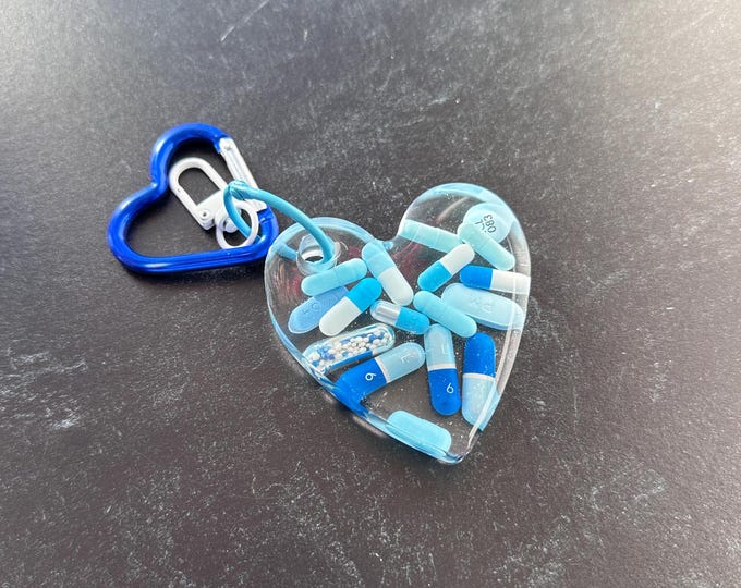 Heart Chill Pill Keychain - Aqua