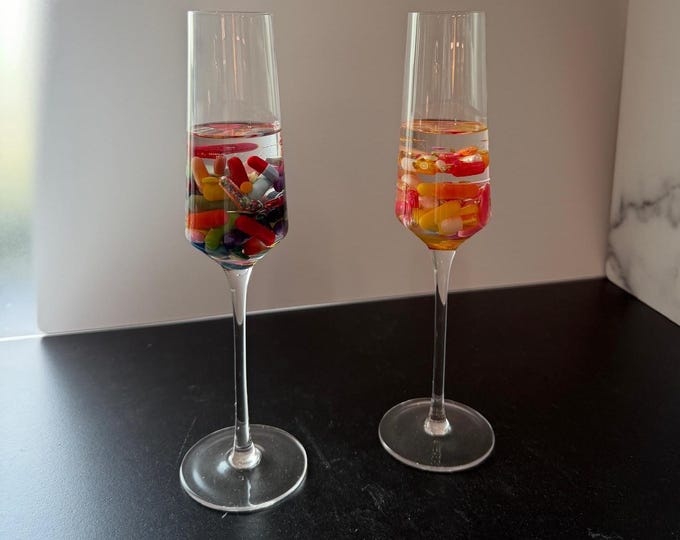 One & Done Chill Pill Champagne Flutes (Set of 2) - Ready to Ship
