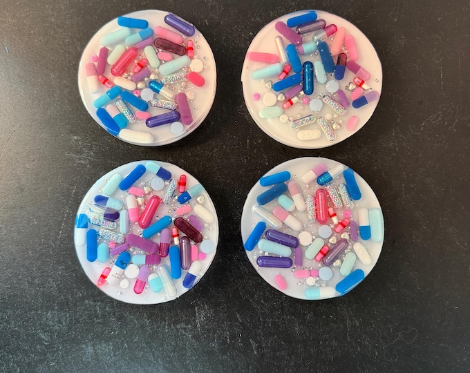 Ready to Ship! One & Done - Pastel Chill Pill Coaster with White Background