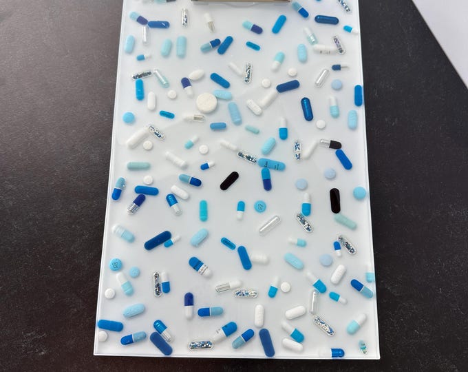Blue and White Chill Pill Clipboard