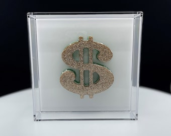 7.5"x7.5" Chill Pill Resin Art - Stacked Money