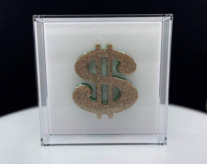 7.5"x7.5" Chill Pill Resin Art - Stacked Money