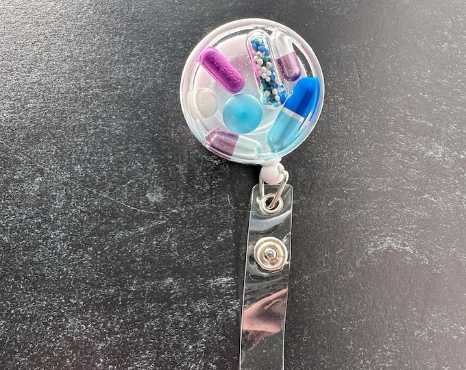 Blue & Purple Chill Pill Badge Reel
