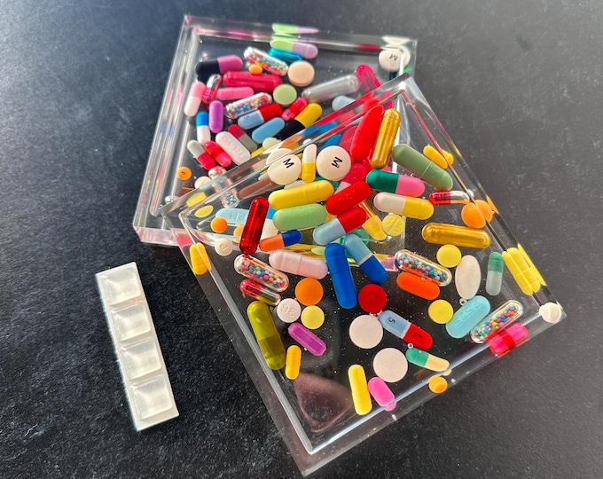 Clear Chill Pill Square Trinket Tray Without Sprinkles (Single)