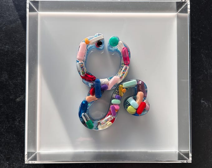 7.5"x7.5" Chill Pill Resin Art - Stethoscope